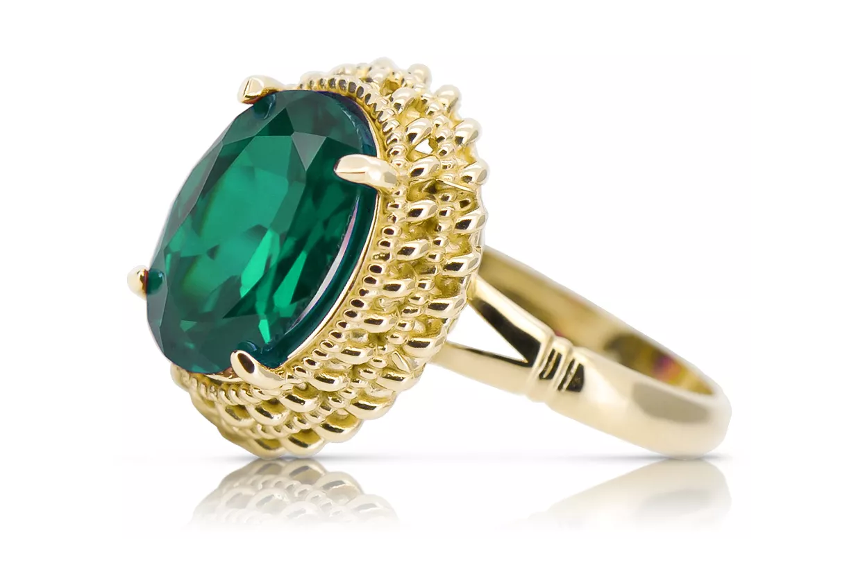 Κίτρινος χρυσός 14 καρατίων Σμαράγδι  Vintage craft vrc068y